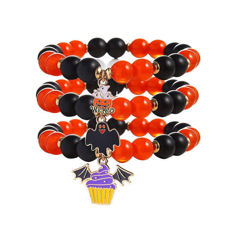 OMNI™ 3 Piece Halloween Ghost Pumpkin Charm Beaded Bracelet Set