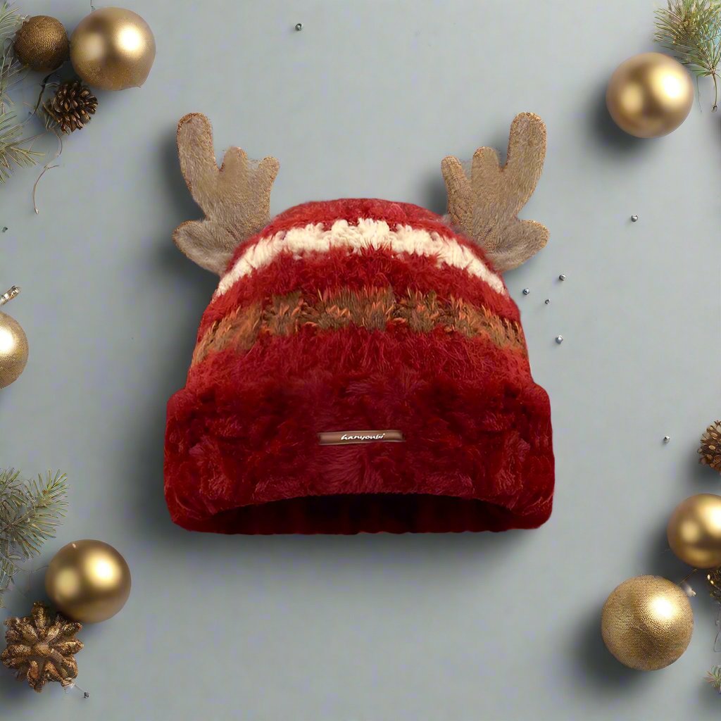 OMNI™ Reindeer Antler Knitted Christmas Beanie