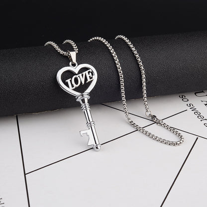 OMNI™ Stainless Steel Sweet Heart Key Necklace