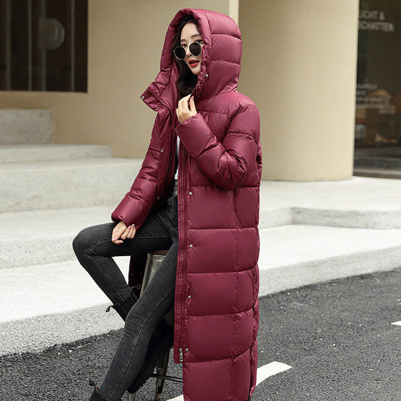 OMNI™ Women's Long Leather Hooded Winter Coat