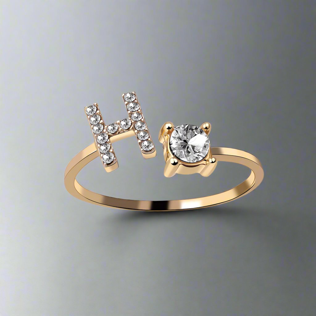 OMNI™ Adjustable 26 Initial Letter Zircon Ring