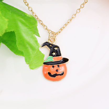 OMNI™ Halloween Pumpkin Cat Witch Clavicle Necklace