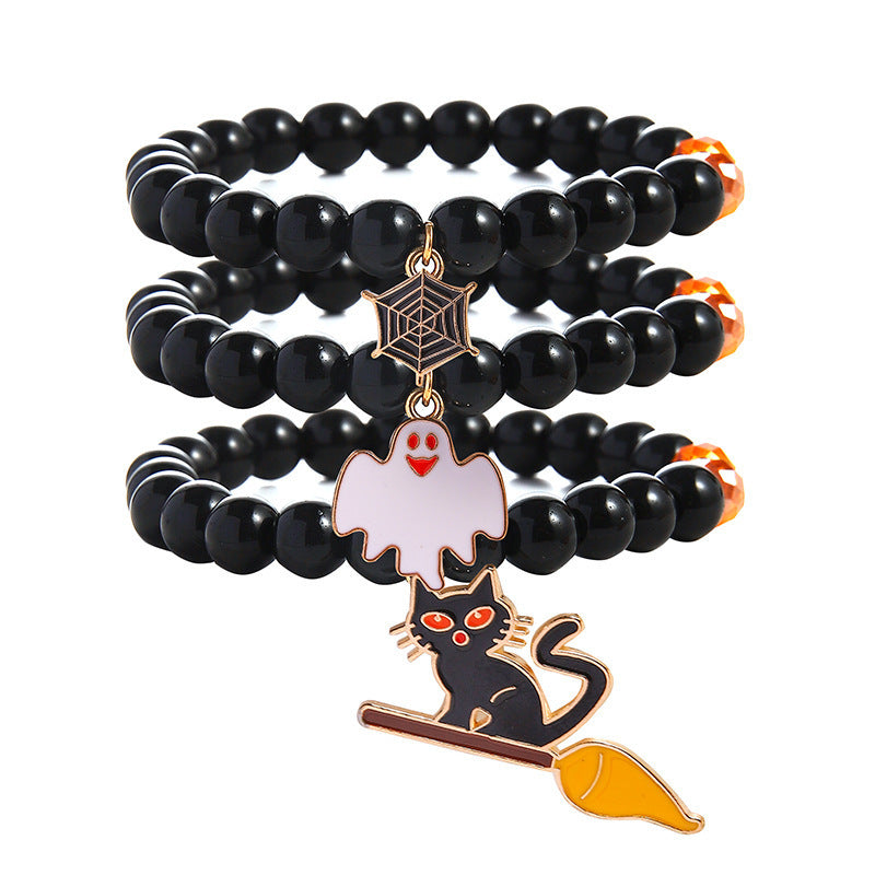 OMNI™ 3 Piece Halloween Ghost Pumpkin Charm Beaded Bracelet Set