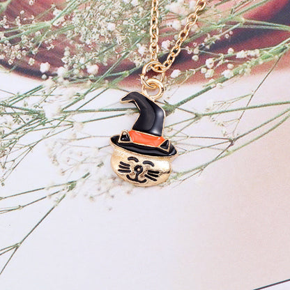 OMNI™ Halloween Pumpkin Cat Witch Clavicle Necklace