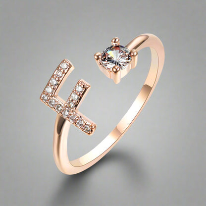 OMNI™ Adjustable 26 Initial Letter Zircon Ring