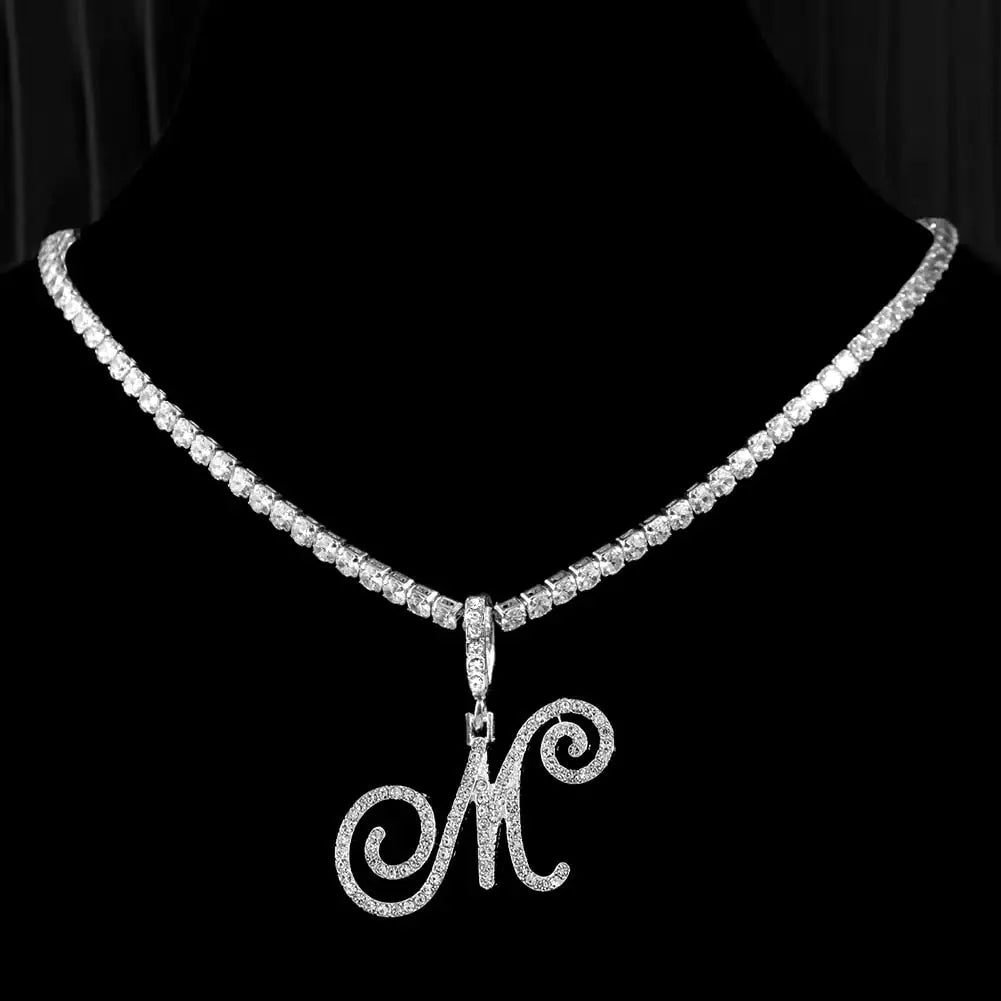 OMNI™ Cubic Zirconia Cursive Alphabet Necklace