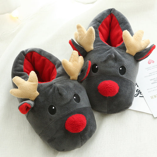 OMNI™ 3D Plush Grey Reindeer Slippers