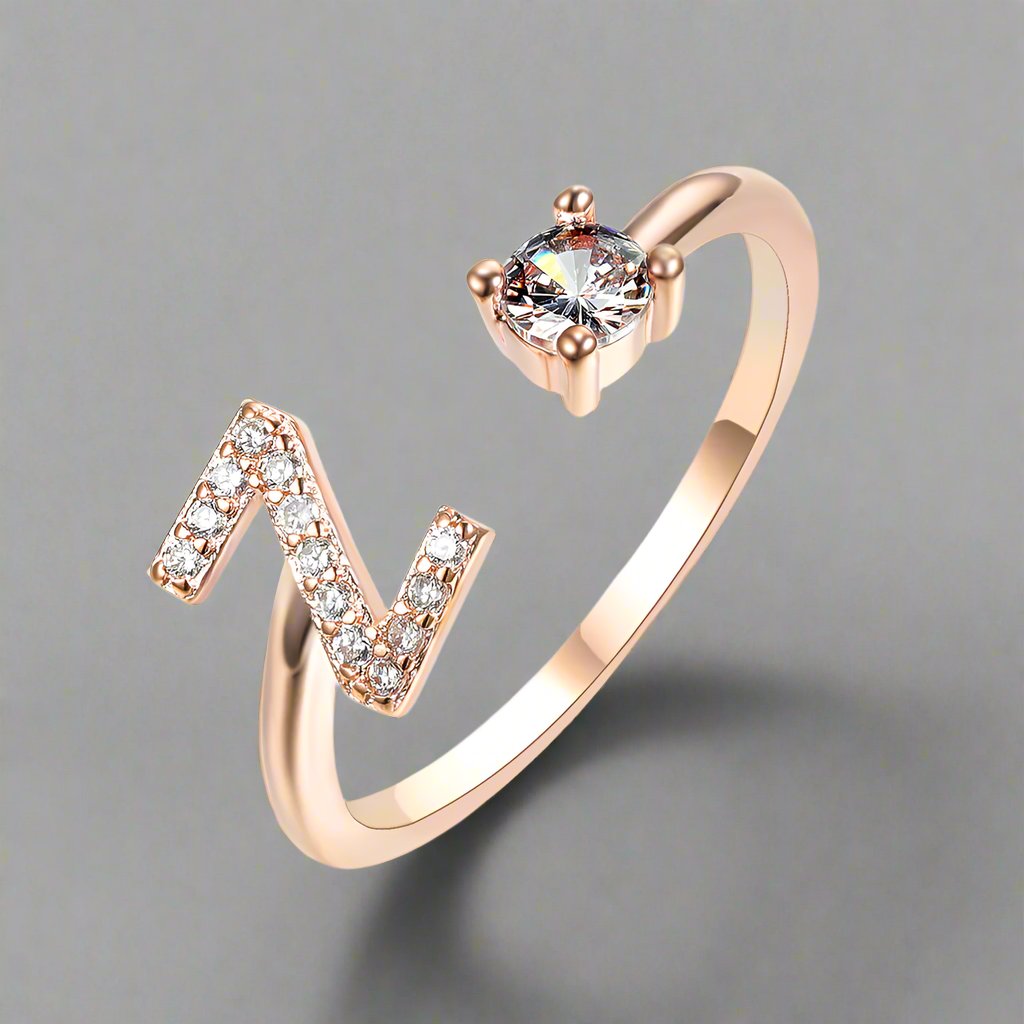 OMNI™ Adjustable 26 Initial Letter Zircon Ring