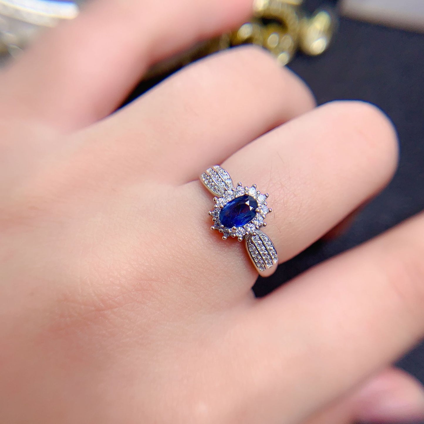 OMNI™ White Gold Plated Natural Sapphire Ring