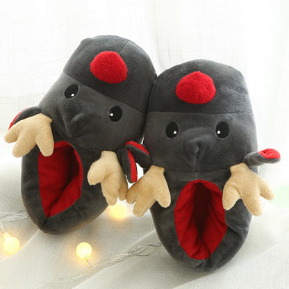 OMNI™ 3D Plush Grey Reindeer Slippers