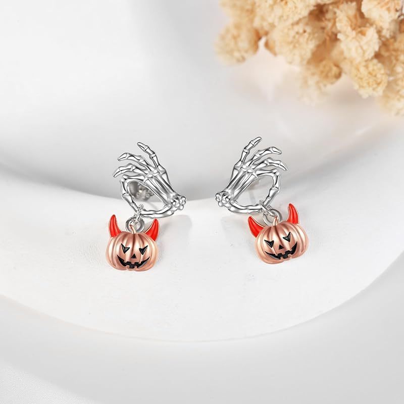 OMNI™ Halloween Ghost Hand Pumpkin Head Stud Earrings