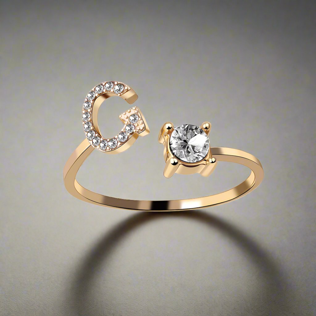 OMNI™ Adjustable 26 Initial Letter Zircon Ring