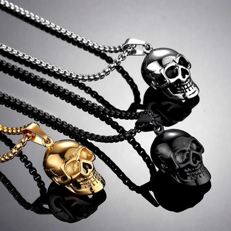 OMNI™ Titanium Steel Punk Halloween Skull Necklace