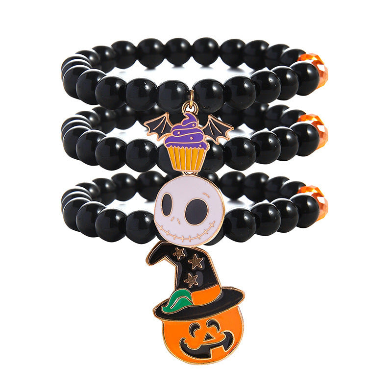 OMNI™ 3 Piece Halloween Ghost Pumpkin Charm Beaded Bracelet Set