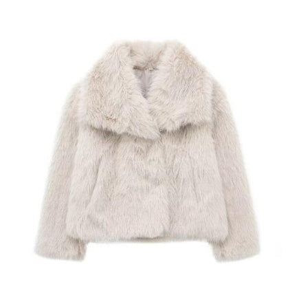 OMNI™ Casual Winter Long Sleeve Plush Fur Coat