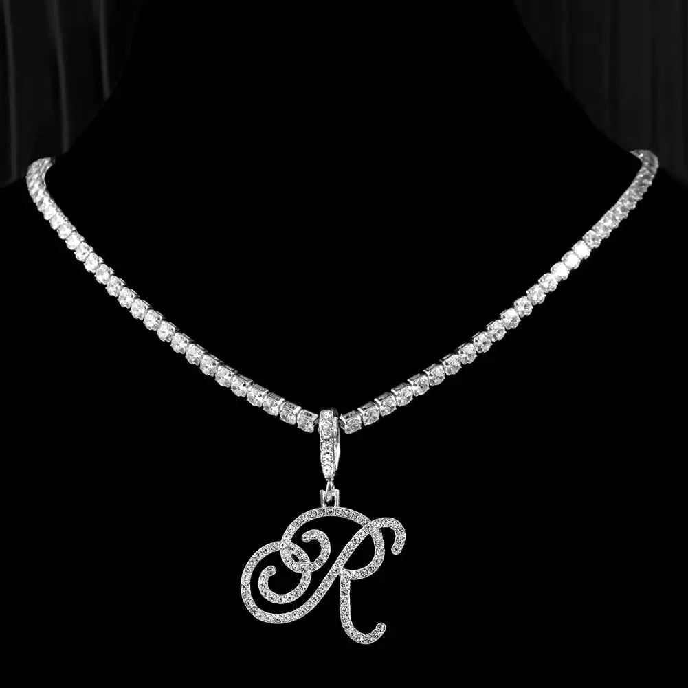 OMNI™ Cubic Zirconia Cursive Alphabet Necklace