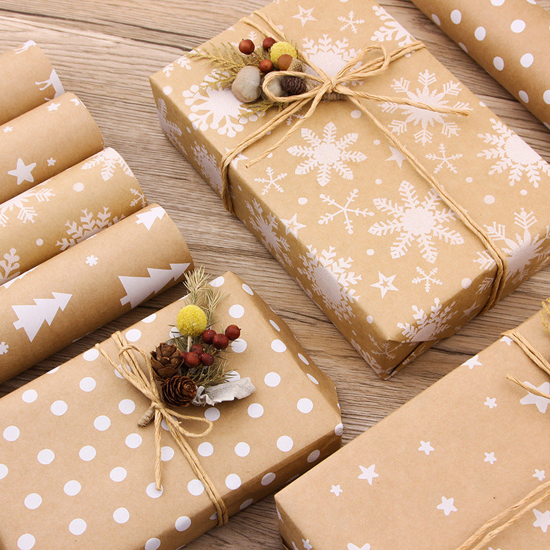 OMNI™ Old Gold and White Christmas Gift Wrapping Paper