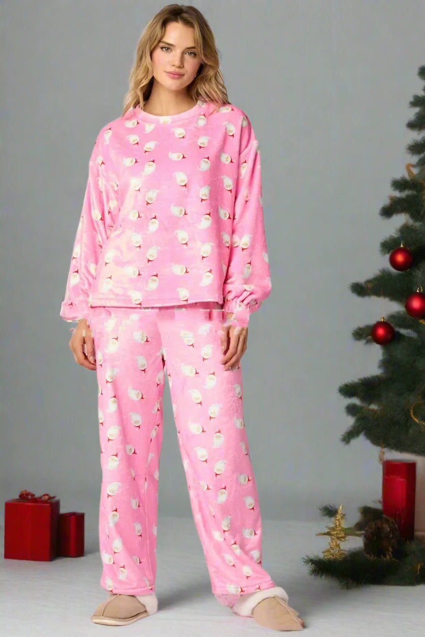 OMNI™ Women's Long-Sleeve Christmas Hat Graphic Pajamas Set