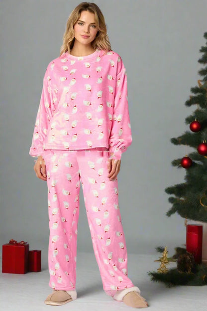 OMNI™ Women's Long-Sleeve Christmas Hat Graphic Pajamas Set