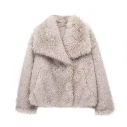 OMNI™ Casual Winter Long Sleeve Plush Fur Coat