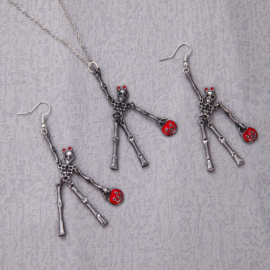 OMNI™ 3pcs Halloween Skeleton Earrings And Necklace Set