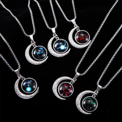 OMNI™ Titanium Steel 12 Constellation Crescent Moon Luminous Necklace