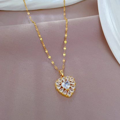 OMNI™ Titanium Steel Luxury Gold Plated Diamond Heart Necklace