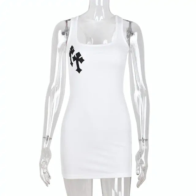 OMNI™ Cross Spliced Square Collar Dress