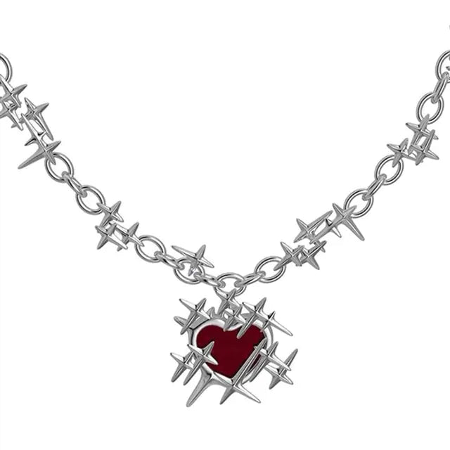 OMNI™ Red Heart Thorns Necklace and Earrings