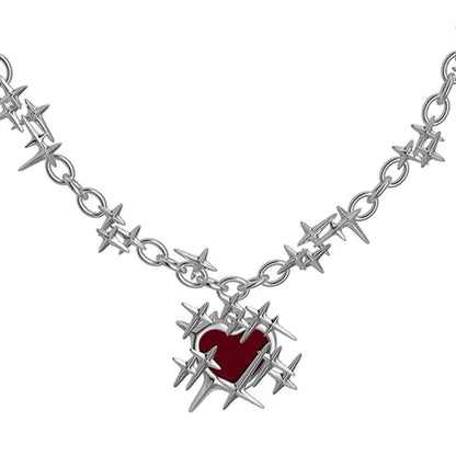 OMNI™ Red Heart Thorns Necklace and Earrings