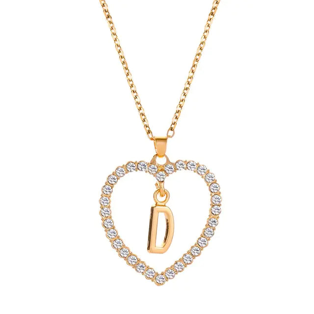 OMNI™ Rhinestone Heart Pendant Initials Necklace