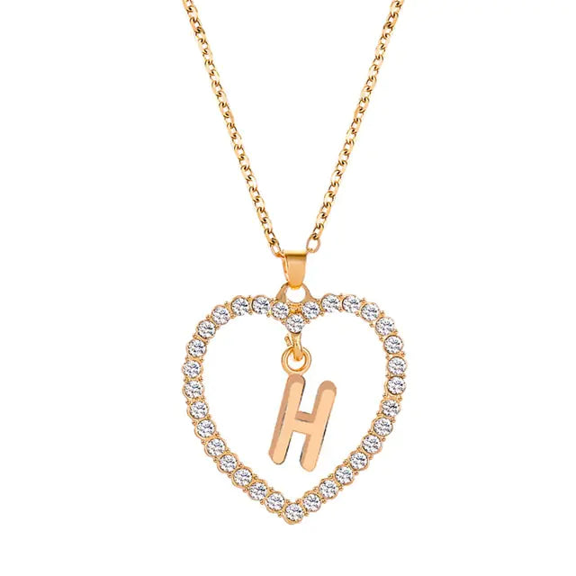 OMNI™ Rhinestone Heart Pendant Initials Necklace