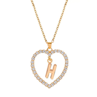 OMNI™ Rhinestone Heart Pendant Initials Necklace