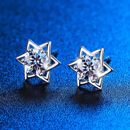 OMNI™ Shiny Hexagram Moissanite Stud Earrings