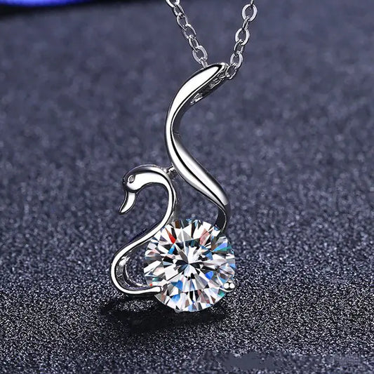 OMNI™ 925 Sterling Silver 2 CT Moissanite Diamond Swan Necklace