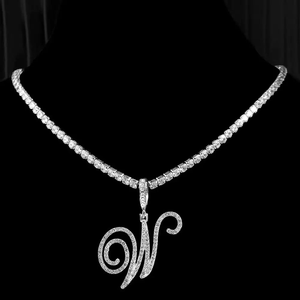 OMNI™ Cubic Zirconia Cursive Alphabet Necklace