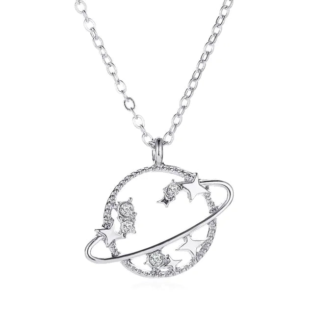 OMNI™ Luxury Crescent Moon and Star Shiny Zircon Necklace