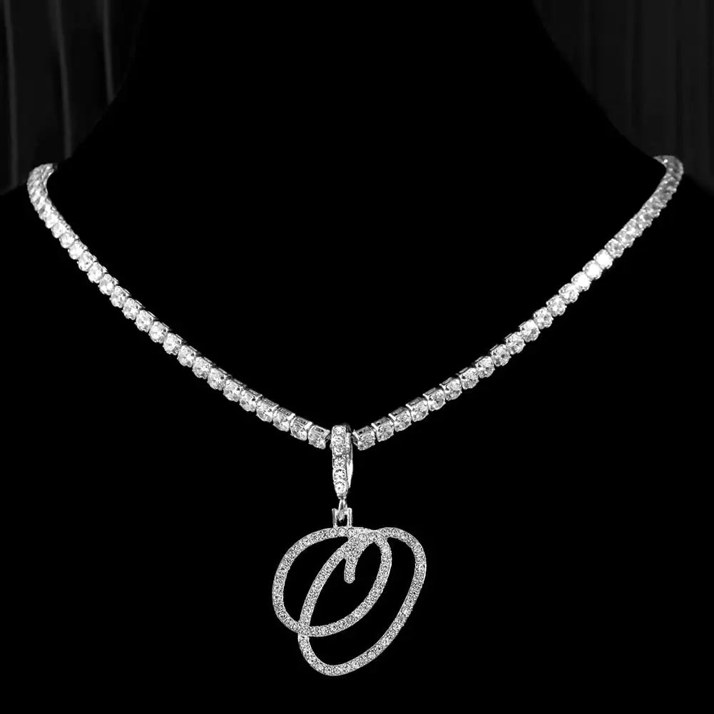 OMNI™ Cubic Zirconia Cursive Alphabet Necklace