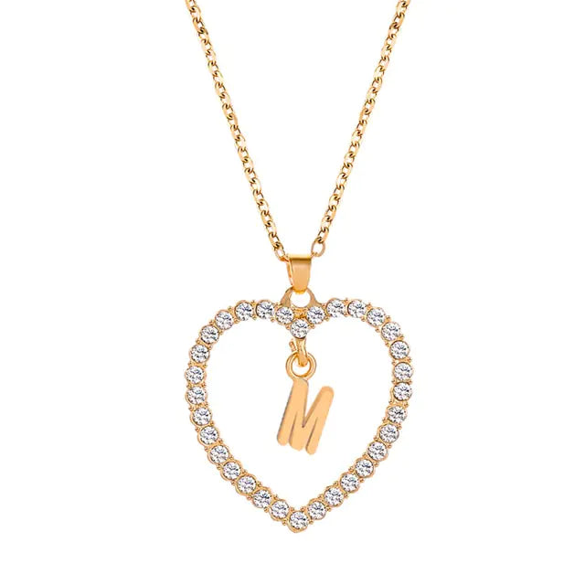 OMNI™ Rhinestone Heart Pendant Initials Necklace