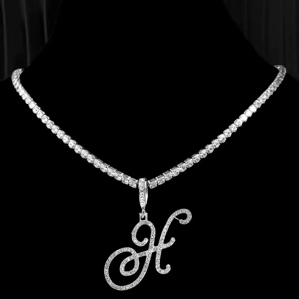 OMNI™ Cubic Zirconia Cursive Alphabet Necklace