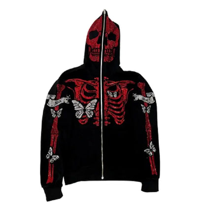 OMNI™ Gothic Butterfly Skeleton Full Zip Hoodie