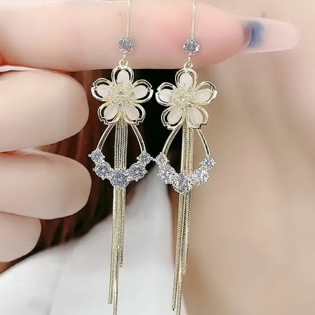 OMNI™ Opal Flower Tassel Earrings Set