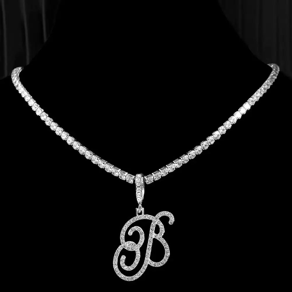 OMNI™ Cubic Zirconia Cursive Alphabet Necklace