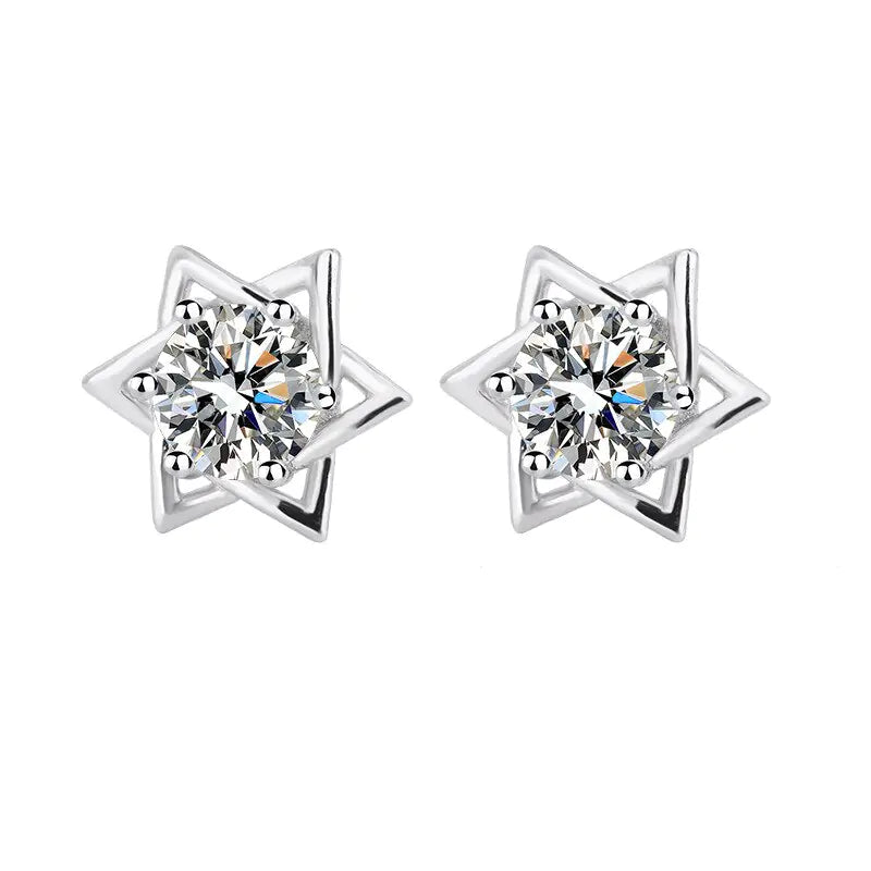 OMNI™ Shiny Hexagram Moissanite Stud Earrings