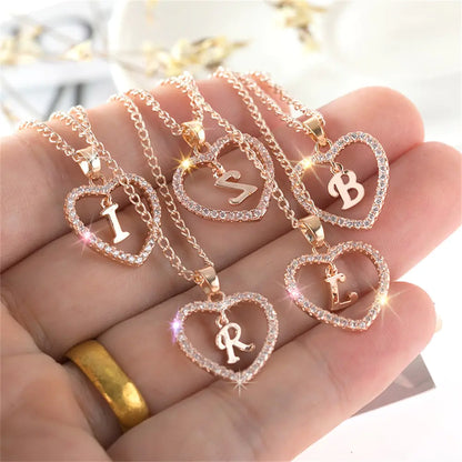 OMNI™ Rhinestone Heart Pendant Initials Necklace