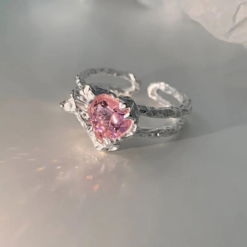 OMNI™ Pink Crystal Irregular Heart Ring