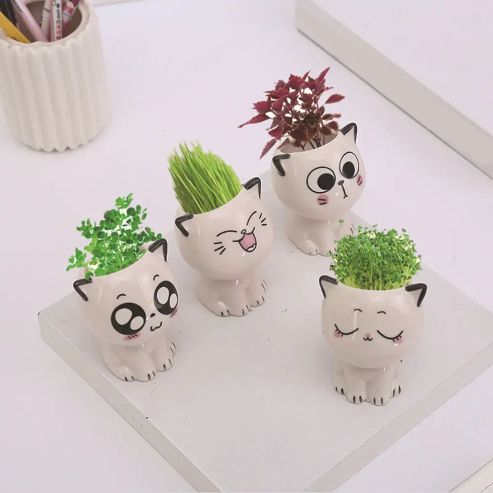 OMNI™ Mini Cat Shaped Cartoon Ceramic Flowerpot