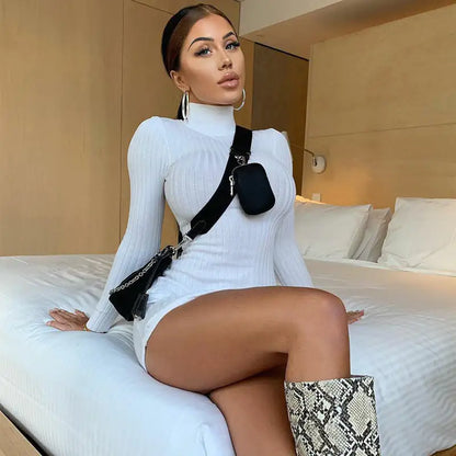 OMNI™ Ribbed Long Sleeve Turtleneck Mini Dress