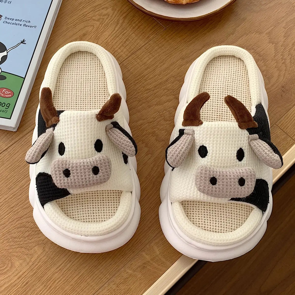 OMNI™ Cartoon Cow Plush Slippers