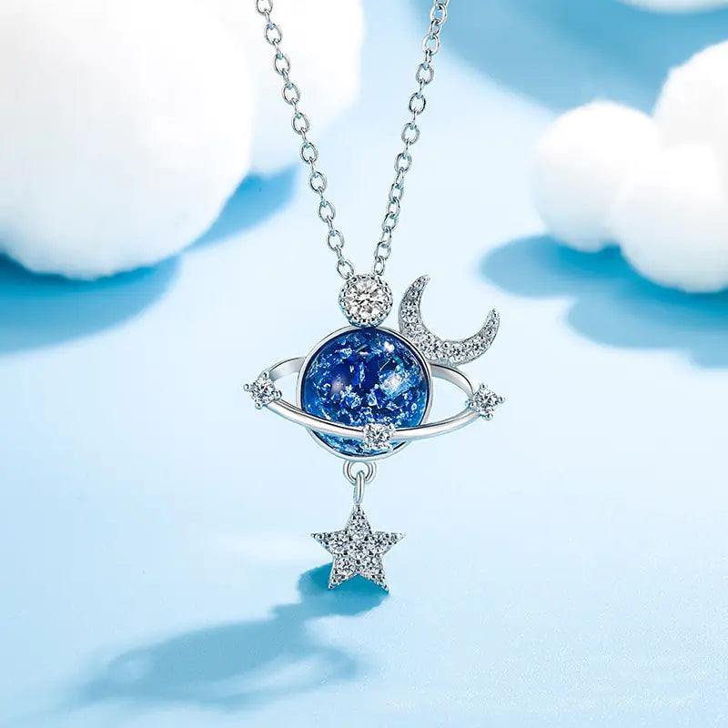 OMNI™ Luxury Crescent Moon and Star Shiny Zircon Necklace